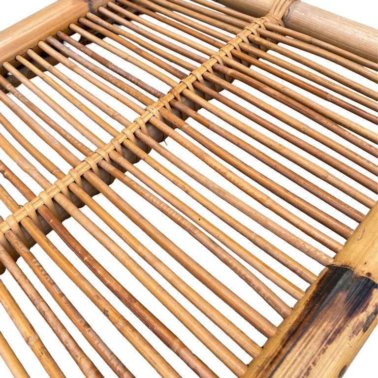 Restored Art Deco Stick Reed Rattan Serving Tray
