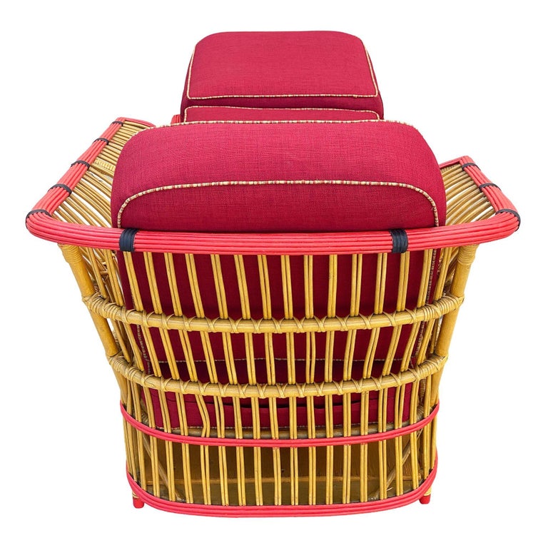 Restored Stick Reed Rattan "President" Chaise Lounge