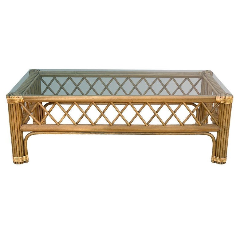 Art Deco "President" Stick Reed Rattan Coffee & Side Table set