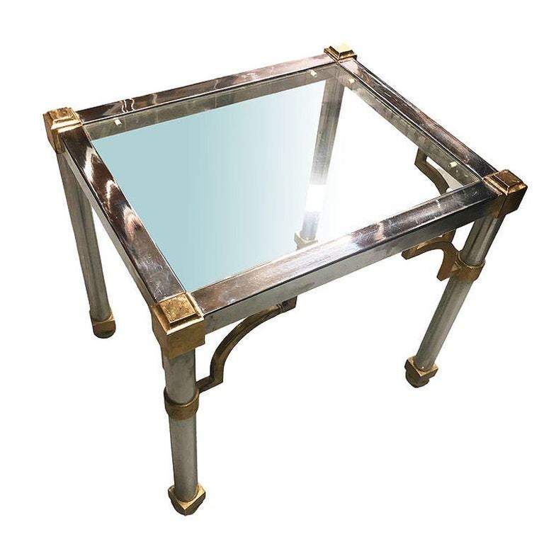 Hollywood Regency Chrome & Brass Maison Jensen Style Nesting Tables