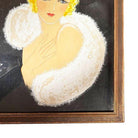 1920 Female Glamour Flapper Portrait Pastel on Black Paper, Framed