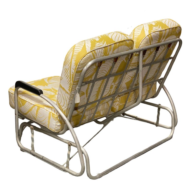 Aluminum Patio/Outdoor Sled Base Rocking Slider Settee w/ Speed Arms