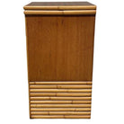 Restored Mid-century Single Drawer Stacked Rattan & Koa Wood Bedside Table