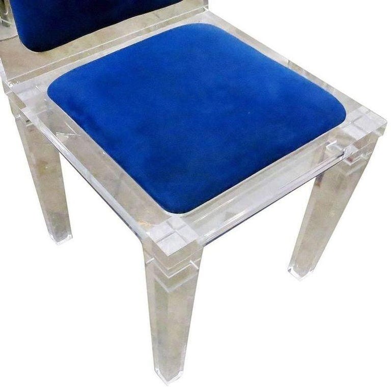 Midcentury Lucite Skyscraper Style Dining Chairs, Set of Six