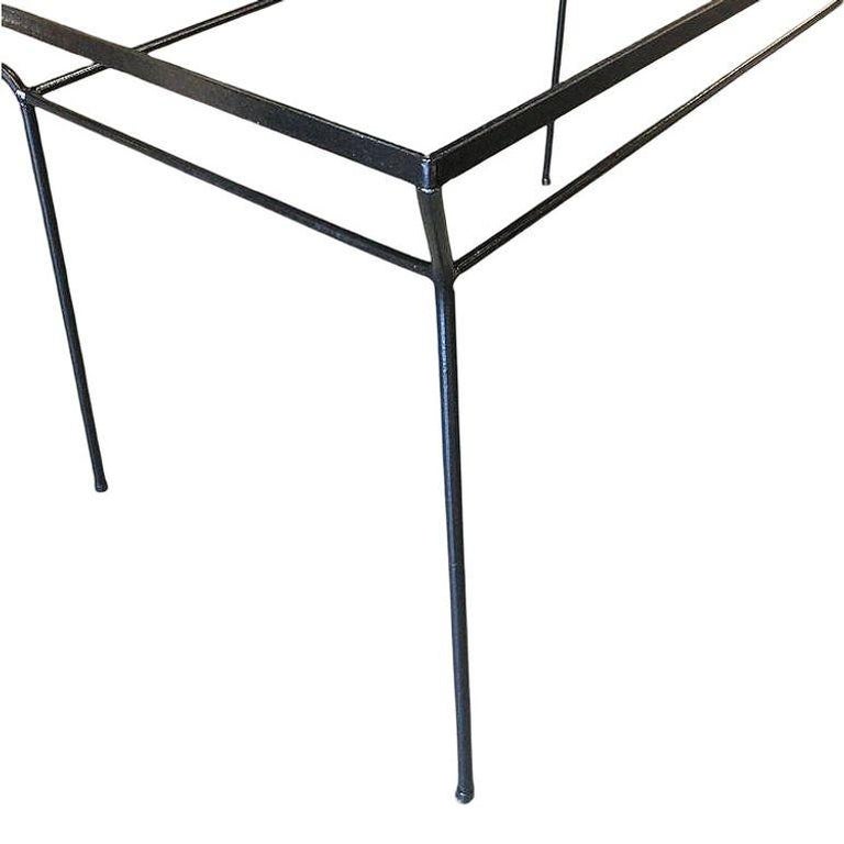 Rare Art Deco Geometric Black Iron Patio/Outdoor Table w/ Glass Top