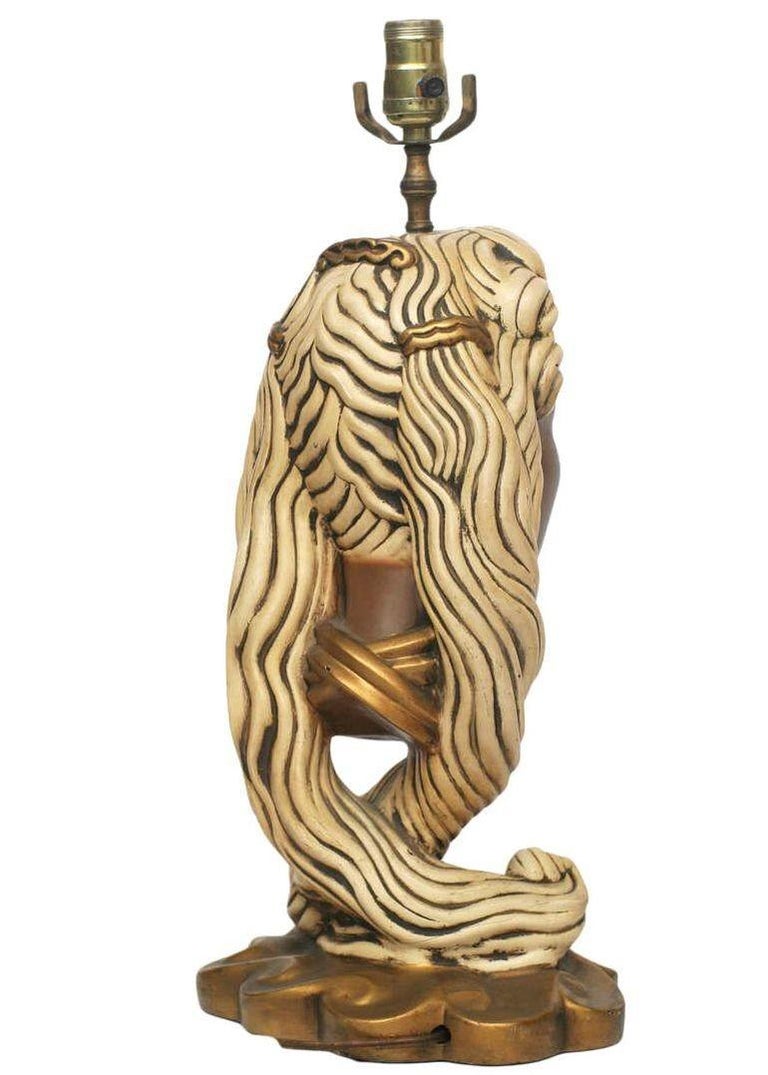 Mid-Century Female Bust Chalkware Lamp