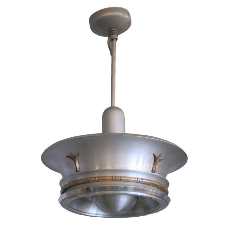 Aluminum Ceiling Pendant with Neoclassical Accents