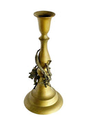Hand Casted Brass Candlestick Holder w/ Chinese Dragon, Circa 1920