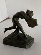 Art Nouveau Nude Female Nymph Cast Bronze Bookends, Pair