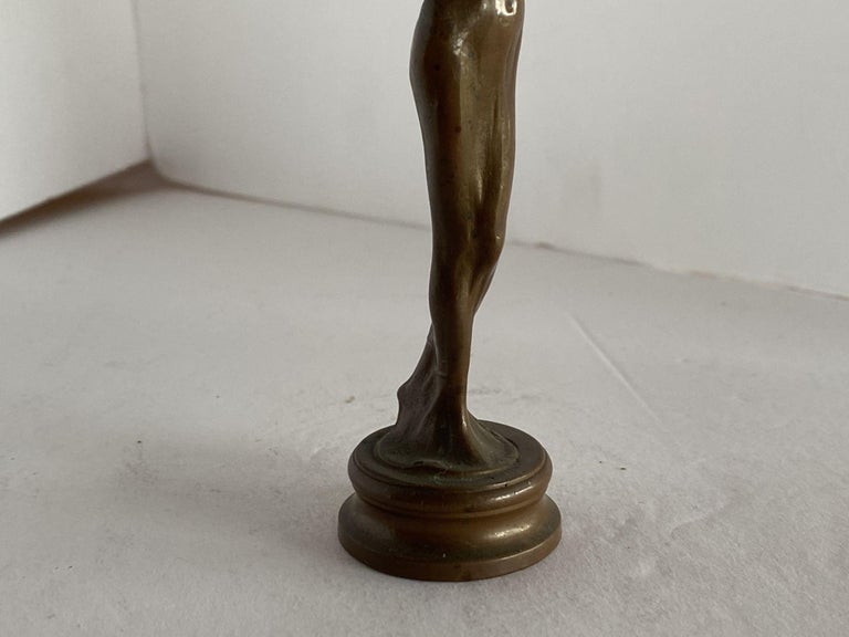 Bronze Female Nymph Art Nouveau Letter Wax Seal Stamp, France, 1900