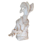 Late Victorian French Hand Carved Nude Psyche Goddess Marble Statue, signed