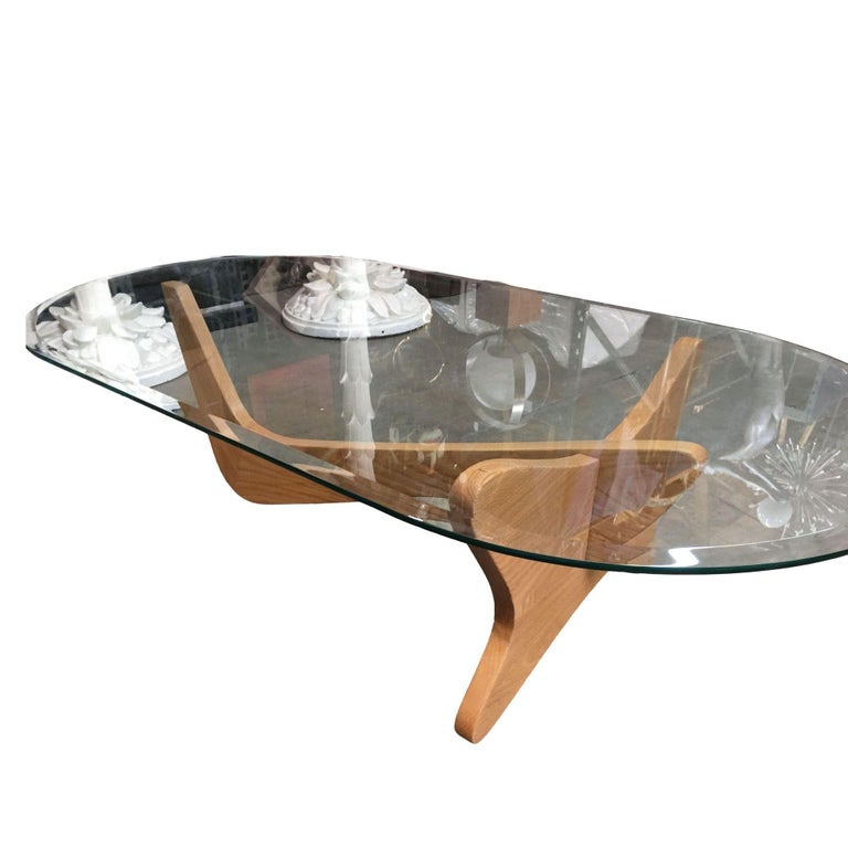Mid-Century Modern Noguchi Style Oval Glass Coffee Table
