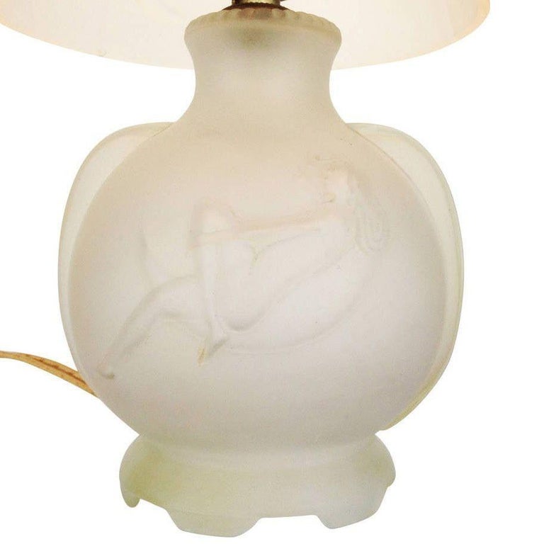1984 Art Deco Lay by the Stars Crescent Moon Boudoir Glass Lamp by Sarsaparilla
