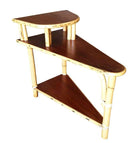 Restored Mid-century 3-Tier Wedge Side Lamp Table w/ Mahogany Tops