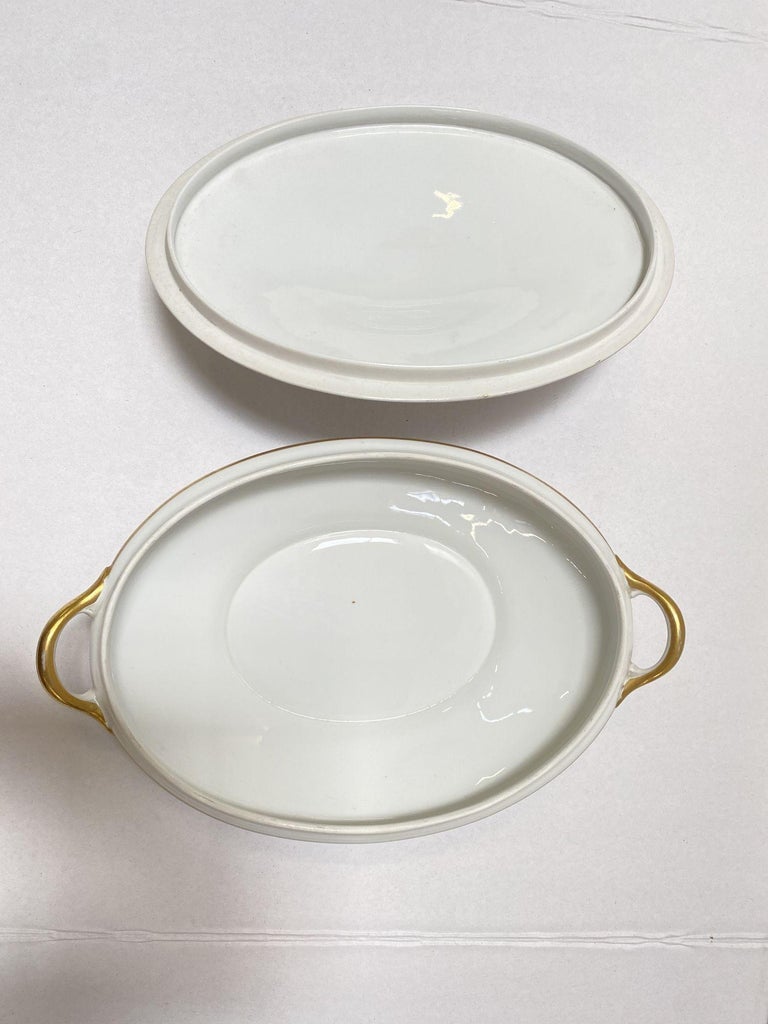 Noritake Nippon Antique Colonial Covered Vegetable Bowl with Gold Band