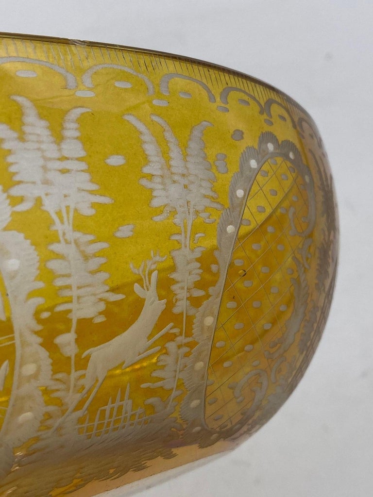 Bohemian Amber-Flashed Glass Bowl Flared Form, Circa 1900