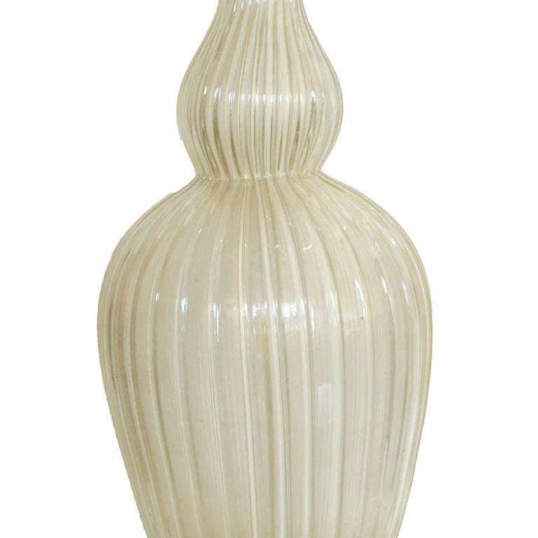 Large Hand Blown Murano Glass Table Lamp in Barovier Style