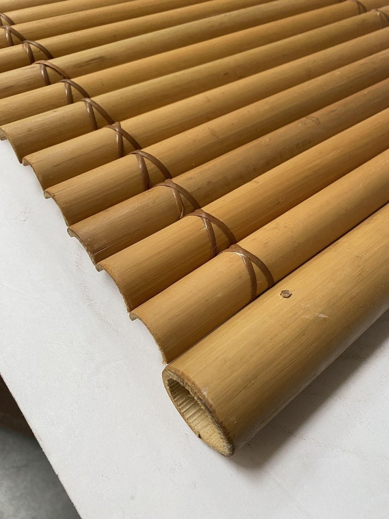 Restored Mid Century Tropical Split Bamboo Serving Tray, Pair