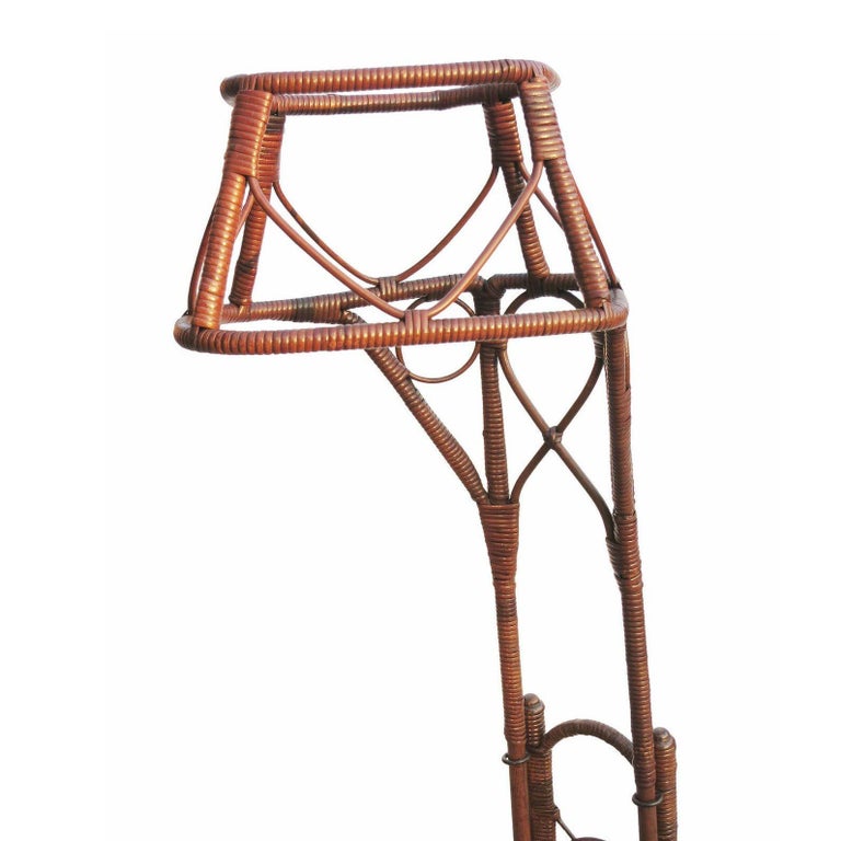 Restored Late Victorian Wicker & Bamboo Swinging Cradle