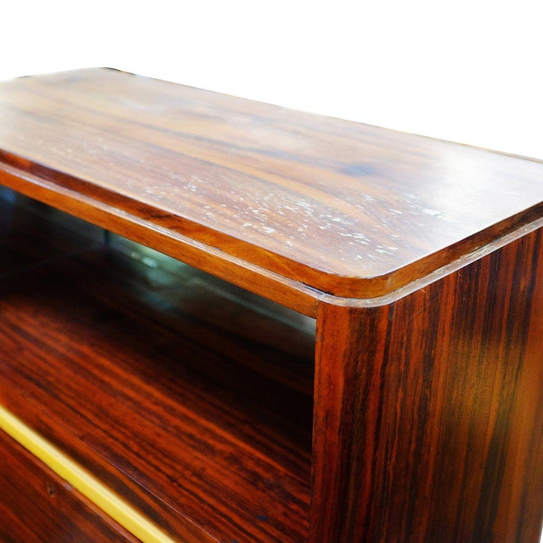 Art Deco Macassar Ebony Vitrine Cabinet with Bar and Secretary Desk