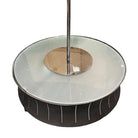 Restored Mid-Century Googie Drum Pendent Black and White Chandelier Lighting