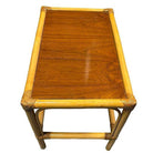 Restored Mid-century 2 Tier Rattan & Wicker Coffee Cocktail Table w Mahogany Top