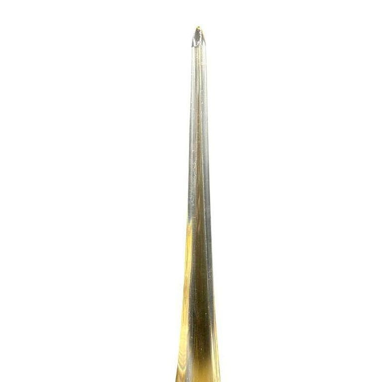 Mid Century Hand Blown Sommerso Murano Yellow Art Glass Bird w/ Tall Feather