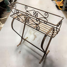Mid-century Wroght Iron Scrolling Trestle Style Elevated Planter Stand