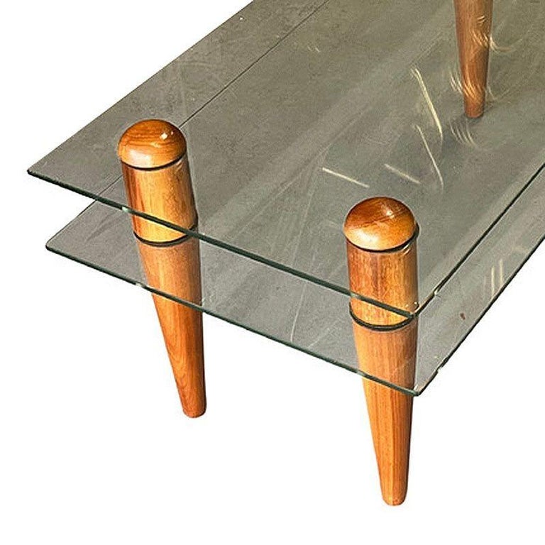 Gilbert Rohde Floating Glass Walnut Coffee Table