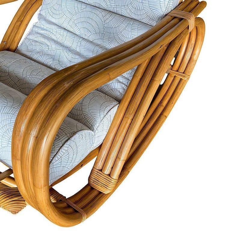 Restored 3-Strand Reverese Pretzel Rattan Rocking Chair