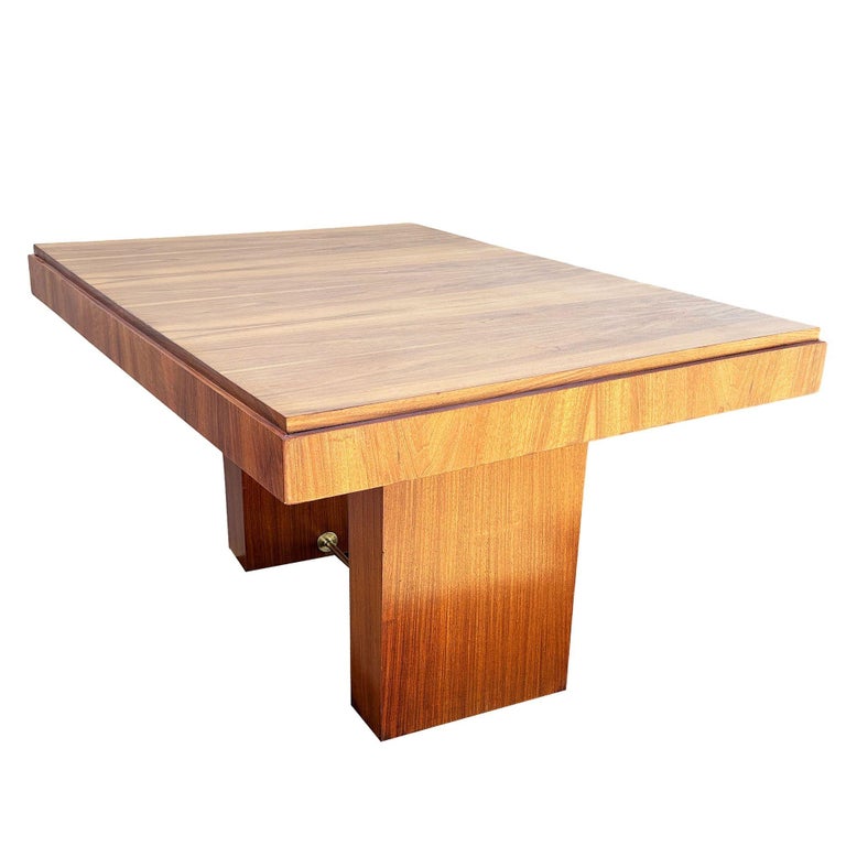 Art Deco Geometric Walnut Dining Table Desk Inspired by Charles Dudouyt