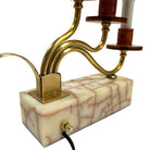 Hollywood Regency Three Candle Bakelite & Brass Table Lamp, Pair