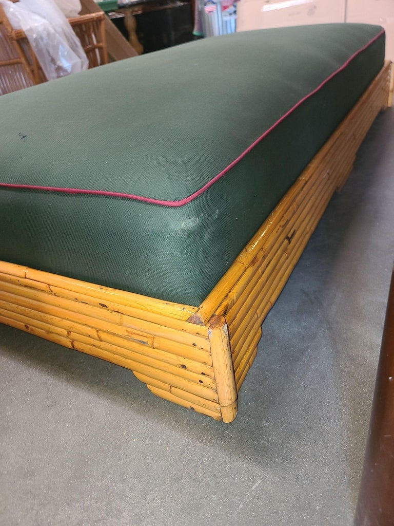 Restored Mid-Century Stacked Rattan Bed Sofa Daybed