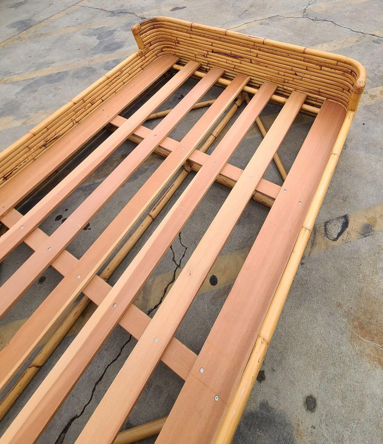 Vintage Full Size Stacked Rattan Bed Frame by Seven Seas