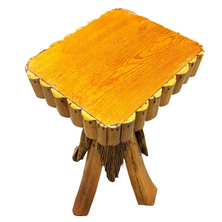Restored MCM Hawaiian Split Bamboo Side Drinks Table w/ Koa Wood Top