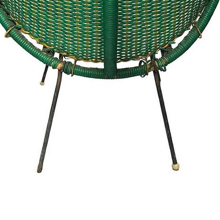 MCM Sam Avedon Styled Iron Outdoor/Patio Saucer Chair w/ Nylon Weaved Seat, Pair