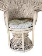 Restored Rattan Large Pale Woven Wicker "Cobra" Lounge Throne Chair
