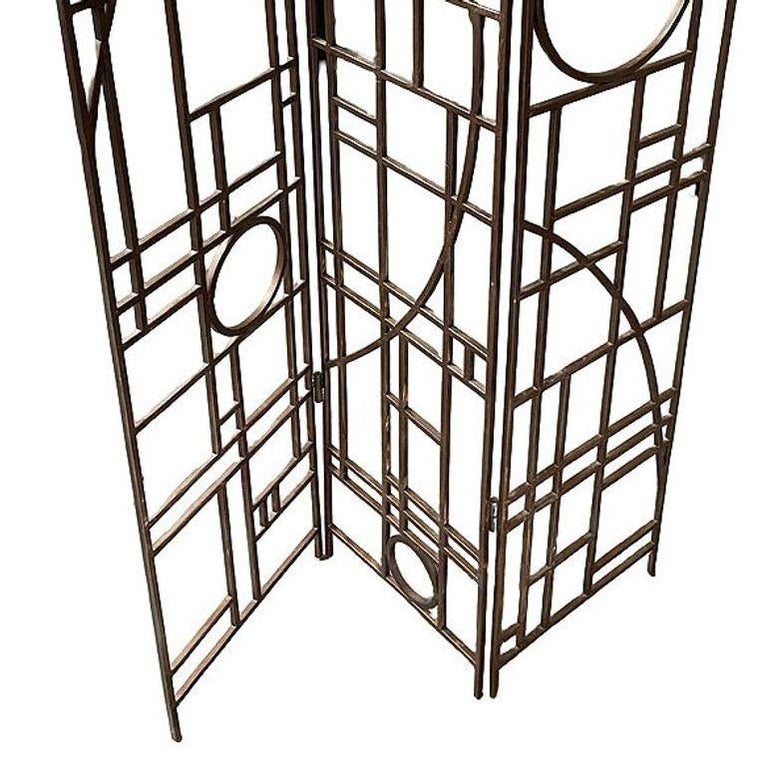 Post Modern Copper Tone Geometric Folding Room Divider by Robert Sonneman