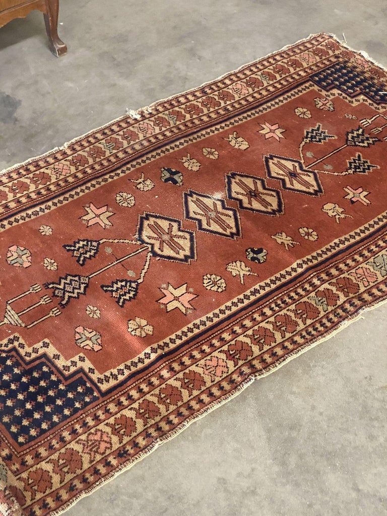 Persian Style Runner Silk 1930s Rug Runner