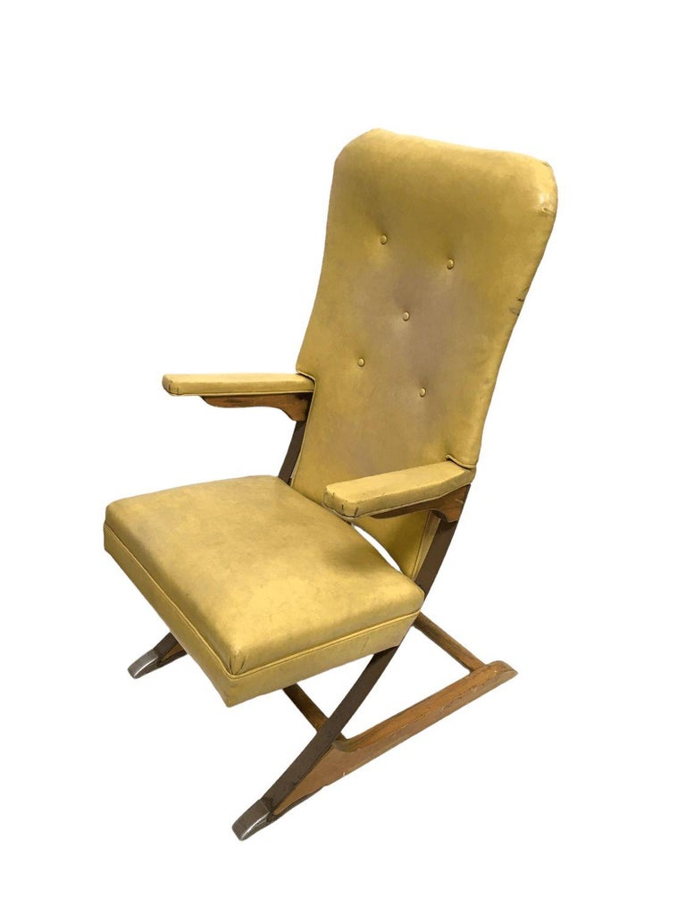 Vintage Rock-a-Chair Cantilever Rocker Chair in Harvest Gold Vinyl