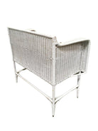 Shabby Chic White Wicker Mahogany Top Writing Secretary Desk w/ Chair