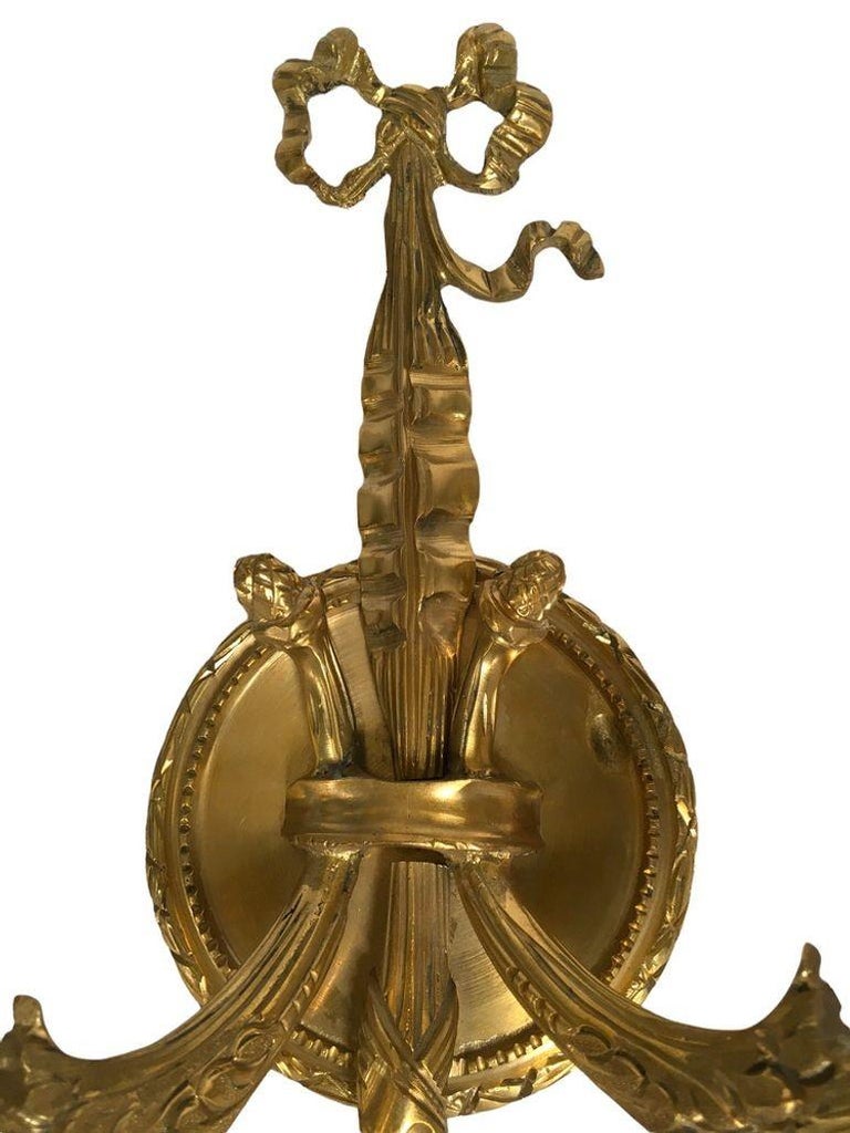 Vintage Pair of Solid Brass Wall-Mount Sconces.