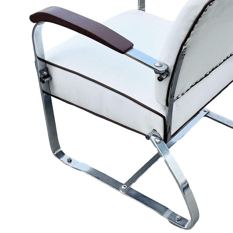 Streamline Art Deco Chrome Tubular Speed Lounge Club Chair, Lloyd Manufacturing