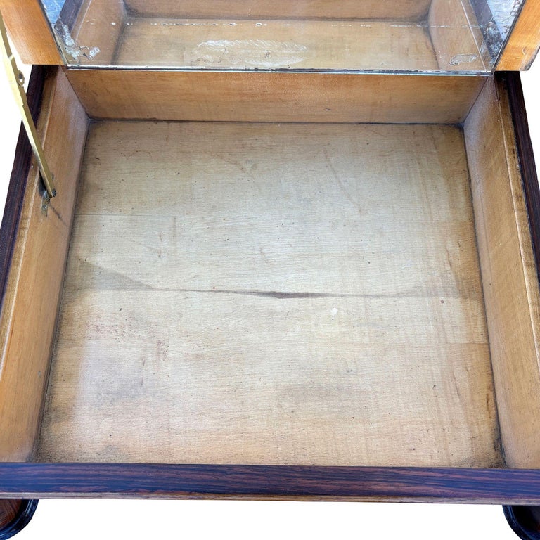 French Art Deco Flip Top Madagascar Rosewood & Brass Dressing Table Vanity