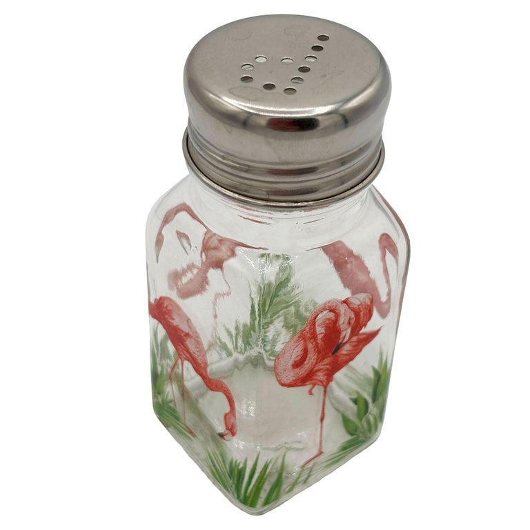 Hand Painted Pink Flamingo Glass Salt & Pepper Shakers by Michel Design Works