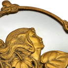 Cast Brass Art Nouveau Round Wall Mirror with Ivy Lady Portrait