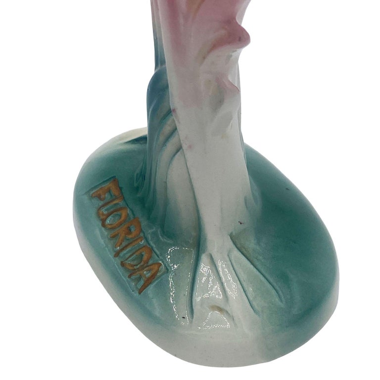 Mid-century "Meeting in Florida" Matching Ceramic Pink Flamingo Statues, Pair