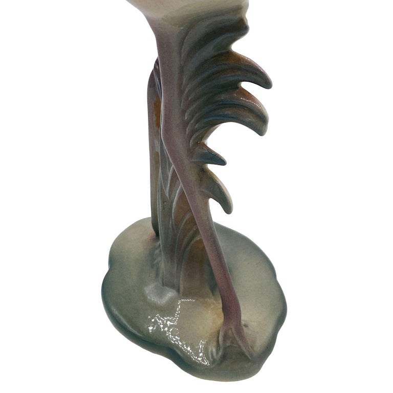 Mid-century Pink & Green Flamingo Ceramic Tabletop Sculpture Pair By Brad Keeler