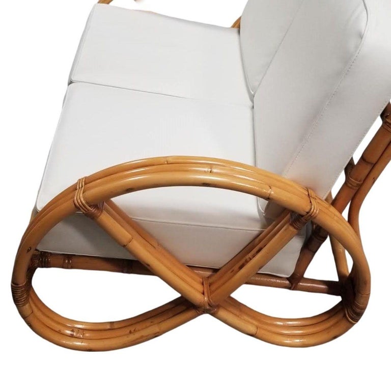 Restored Modernist 3-Strand Round Full Pretzel Rattan Settee