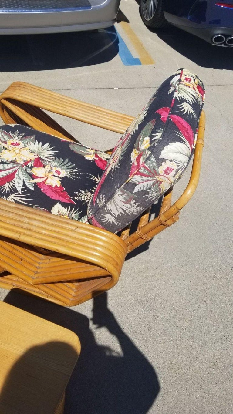 Restored Rattan 6 Strand Square Pretzel Lounge Chair Livingroom Set